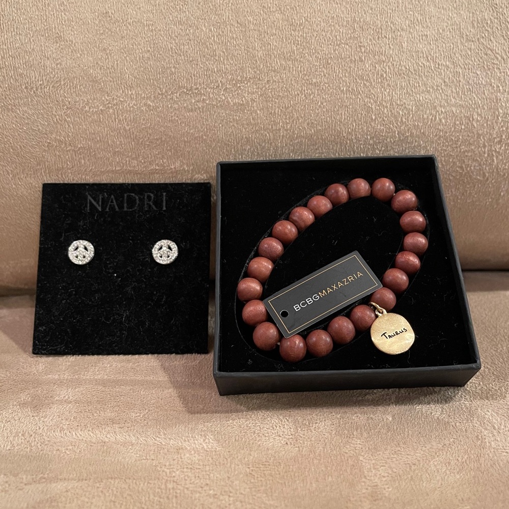 Taurus Bracelet and Peace Sign Earring Set
